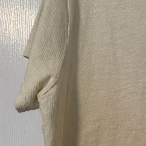 Mother Denim Cream/Butter Yellow Graphic T-Shirt with Orange Print Women Size XL - Picture 7 of 9